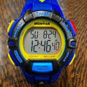 RARE 30YR ANNIVERSARYTimex Ironman Blue Digital Watch